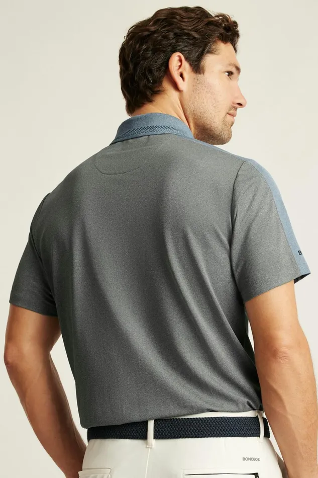 Men Golf Polos and Tops Bonobos Tour Pique Polo Grey Blue