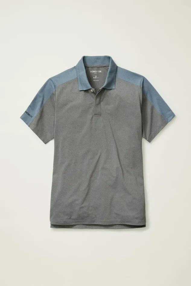 Men Golf Polos and Tops Bonobos Tour Pique Polo Grey Blue