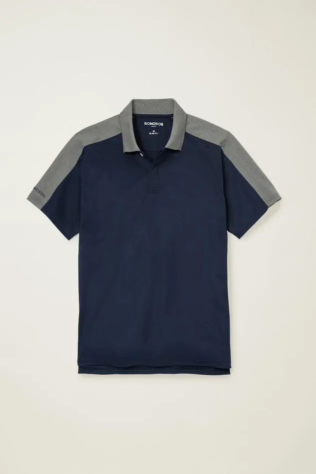 Men Golf Polos and Tops Bonobos Tour Pique Polo Navy Grey