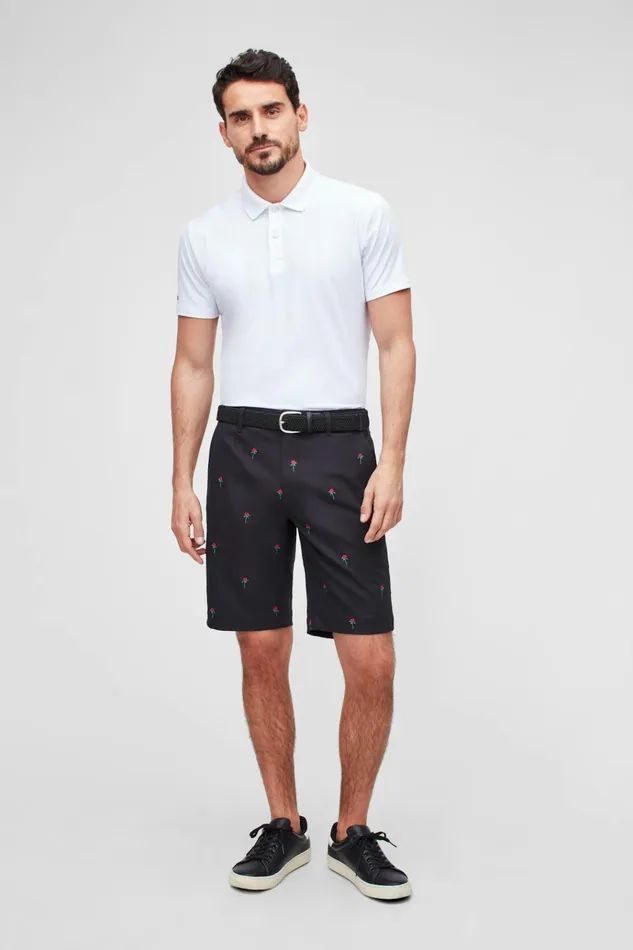 Men Golf Shorts Bonobos Highland Golf Shorts Black With Red Roses