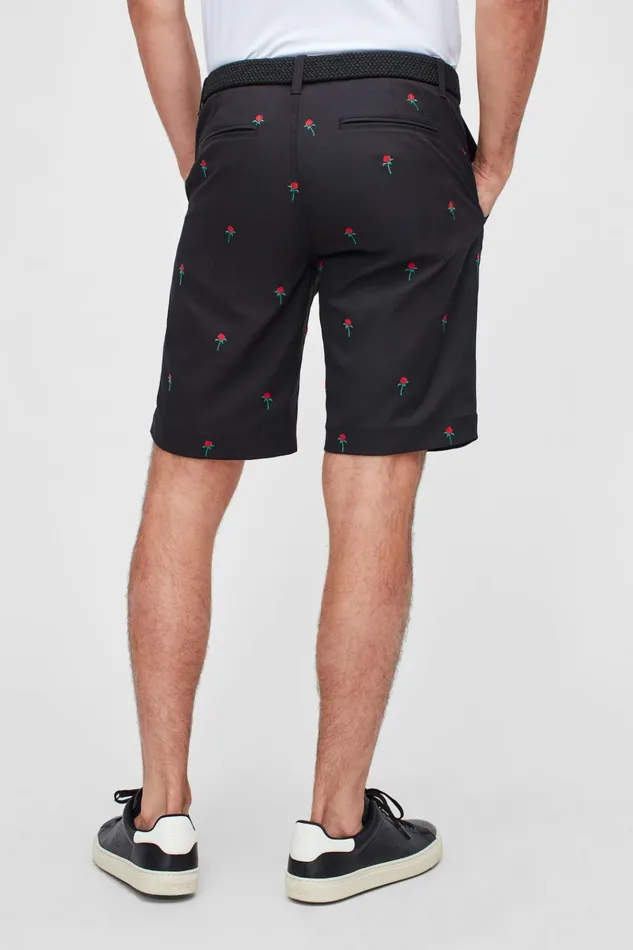Men Golf Shorts Bonobos Highland Golf Shorts Black With Red Roses