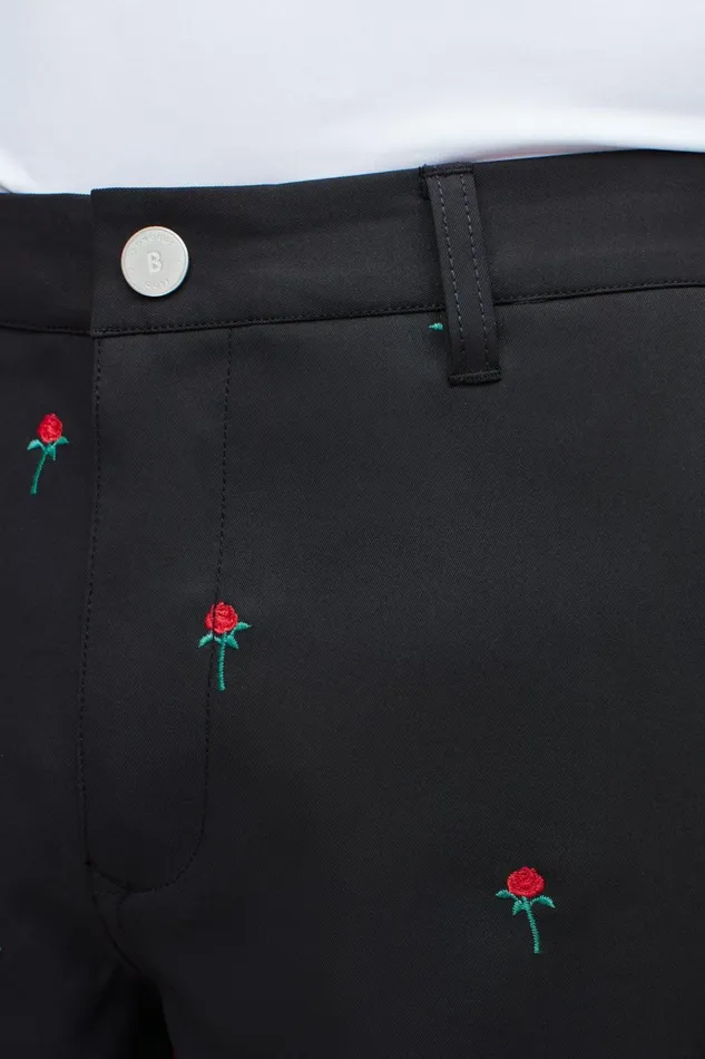Men Golf Shorts Bonobos Highland Golf Shorts Black With Red Roses