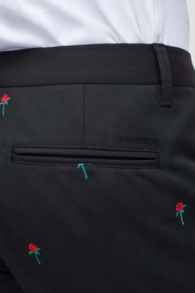 Men Golf Shorts Bonobos Highland Golf Shorts Black With Red Roses