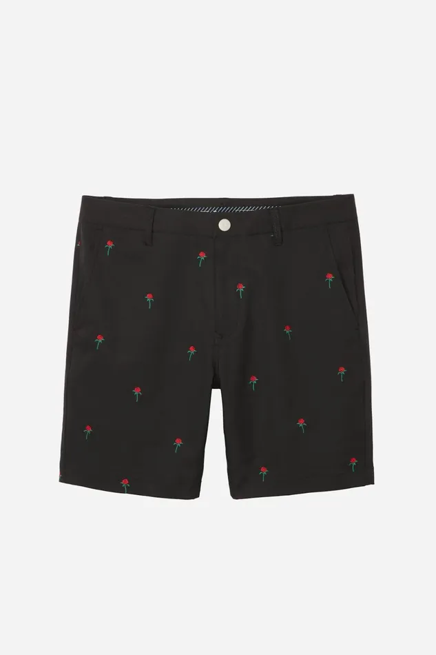 Men Golf Shorts Bonobos Highland Golf Shorts Black With Red Roses