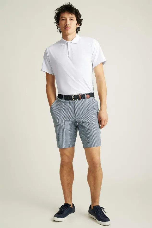 Men Golf Shorts Bonobos Performance Seersucker Golf Short Bluesy Stripe