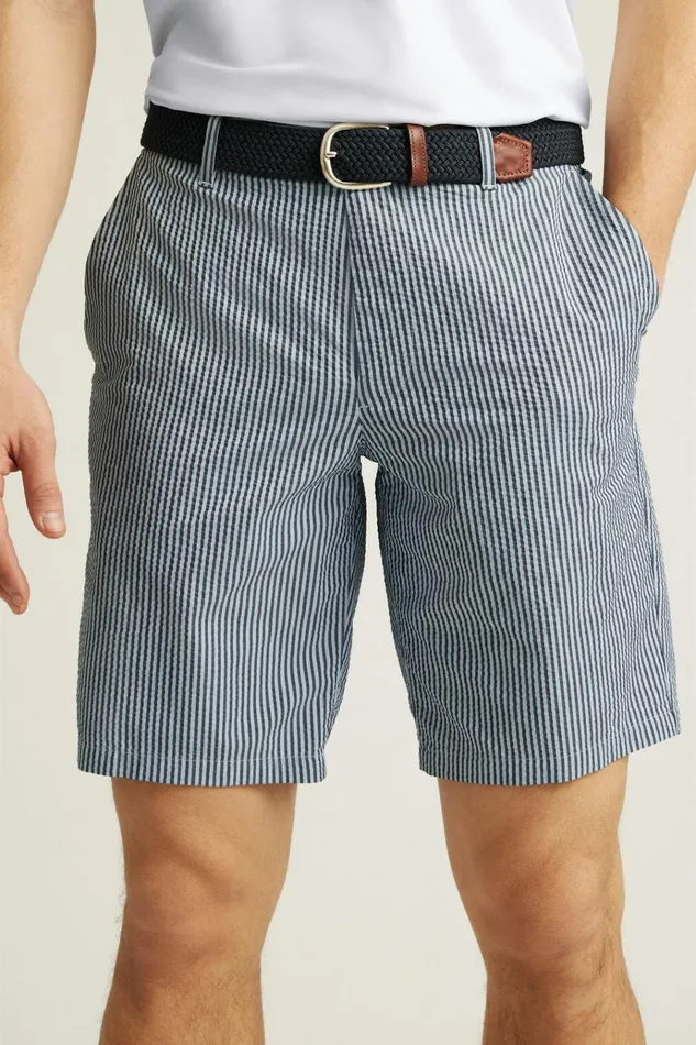 Men Golf Shorts Bonobos Performance Seersucker Golf Short Bluesy Stripe