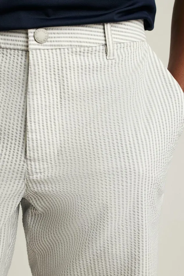 Men Golf Shorts Bonobos Performance Seersucker Golf Short Grey And White Stripe