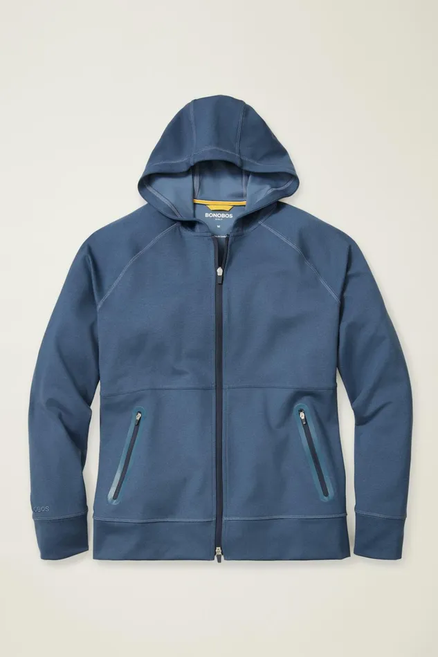 Men Half and FullZips Bonobos The Elements Full Zip Hoodie Naval Blue