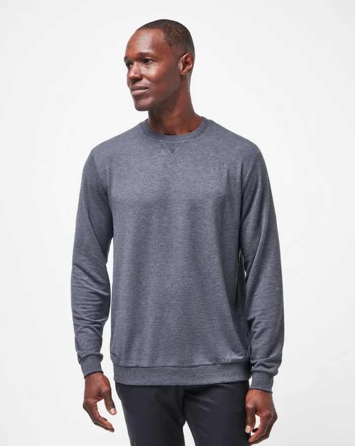 Men Hoodies and Sweatshirts TravisMathew AMENITIES CREW Heather Dark Grey