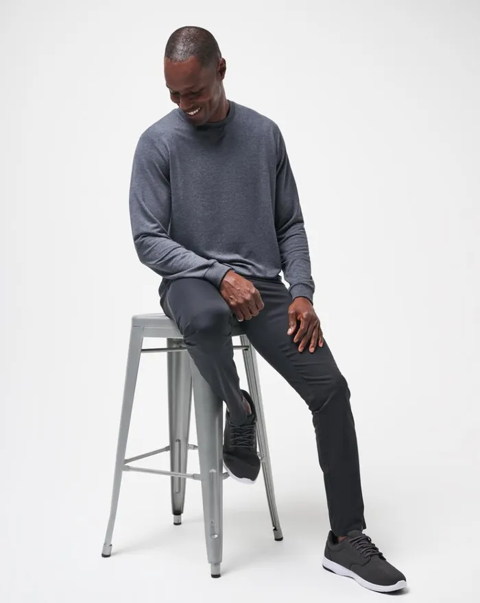 Men Hoodies and Sweatshirts TravisMathew AMENITIES CREW Heather Dark Grey