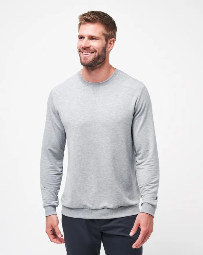 Men Hoodies and Sweatshirts TravisMathew AMENITIES CREW Heather Light Grey
