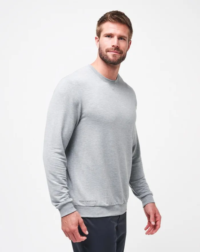 Men Hoodies and Sweatshirts TravisMathew AMENITIES CREW Heather Light Grey