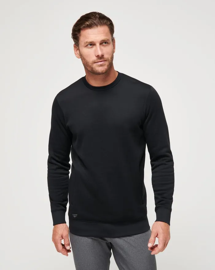 Men Hoodies and Sweatshirts TravisMathew AXIS POLAR FLEECE CREW Black