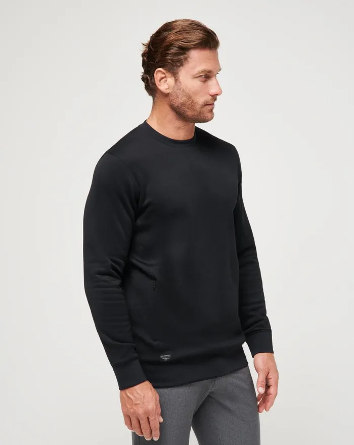 Men Hoodies and Sweatshirts TravisMathew AXIS POLAR FLEECE CREW Black