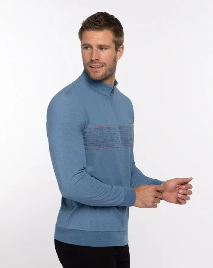 Men Hoodies and Sweatshirts TravisMathew SPLASH OF COLOR QUARTER ZIP Heather Mid Blue Men Hoodies and Sweatshirts TravisMathew SPLASH OF COLOR QUARTER ZIP Heather Mid Blue