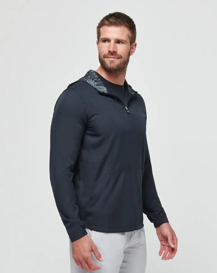 Men Hoodies and Sweatshirts TravisMathew TECH HOODIE QUARTER ZIP Black Floral