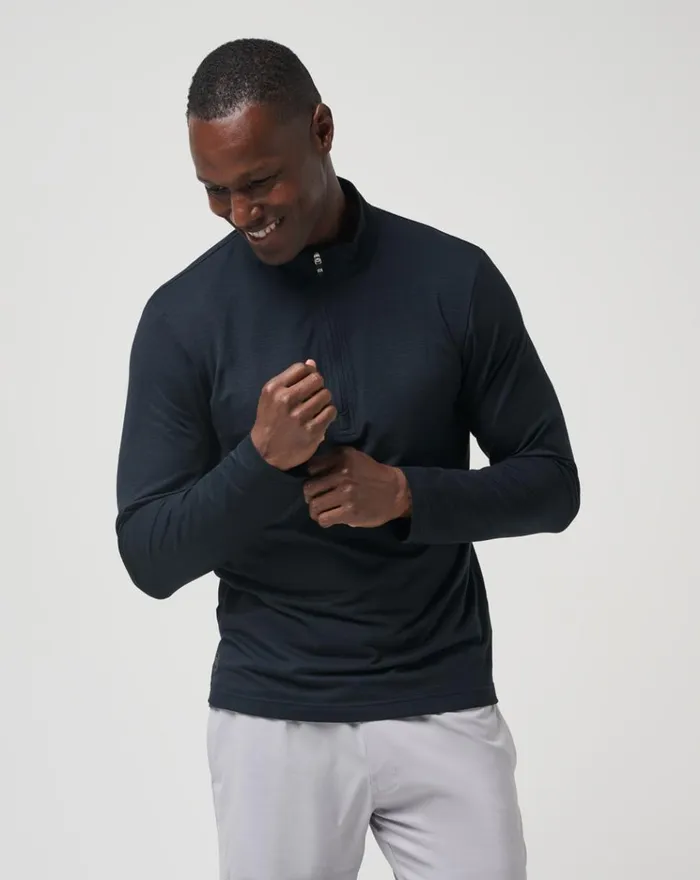Men Hoodies and Sweatshirts TravisMathew THE HEATER QUARTER ZIP Black