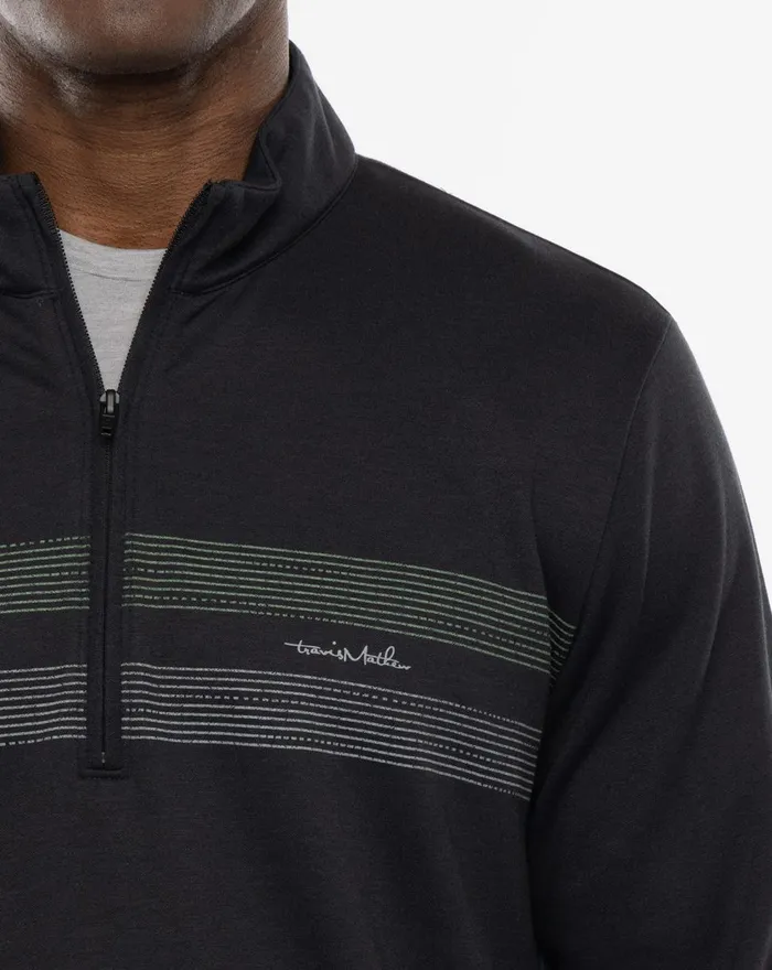 Men Hoodies and Sweatshirts TravisMathew UPGRADED STRIPED QUARTER ZIP Black Chest Stripe