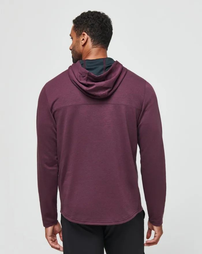 Men Hoodies and Sweatshirts TravisMathew UPGRADED TECH HOODIE Heather Mauve Wine