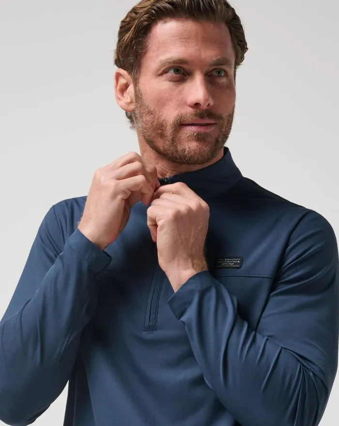 Men Hoodies and Sweatshirts TravisMathew WANDERLUST QUARTER ZIP Mood Indigo