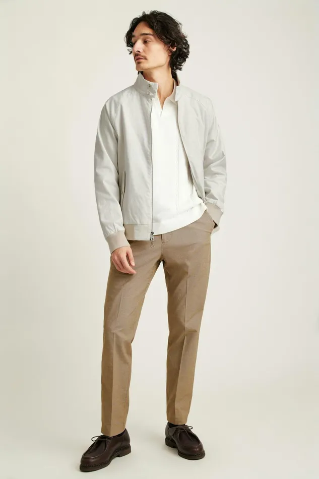 Men Jackets and Coats Bonobos Cotton Harrington Jacket Stone Twill