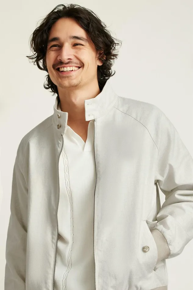 Men Jackets and Coats Bonobos Cotton Harrington Jacket Stone Twill