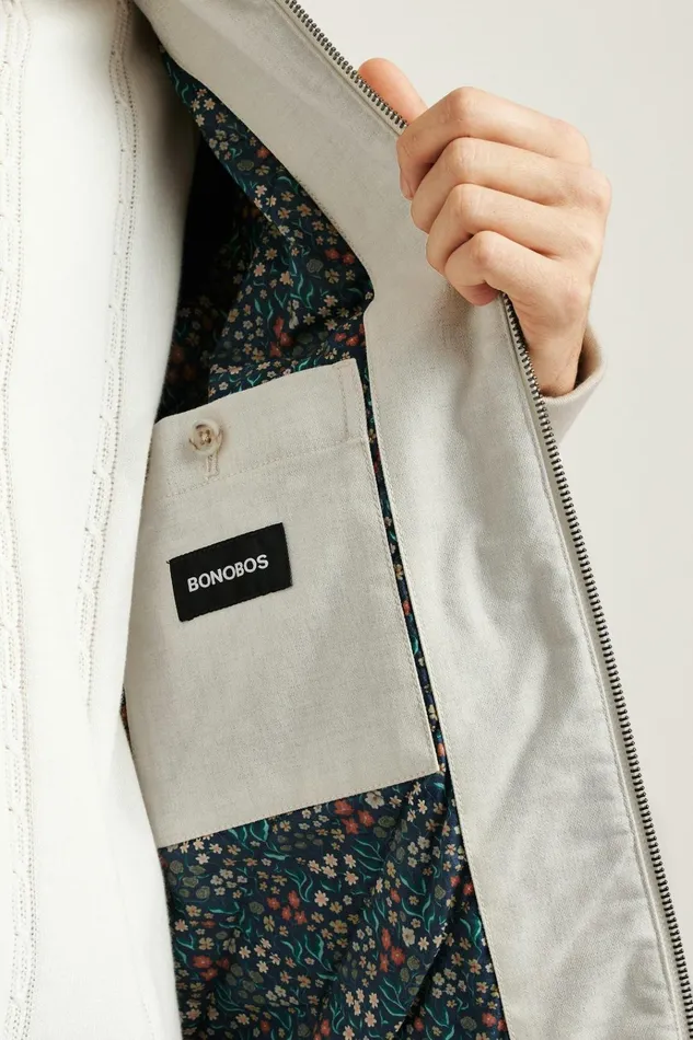 Men Jackets and Coats Bonobos Cotton Harrington Jacket Stone Twill