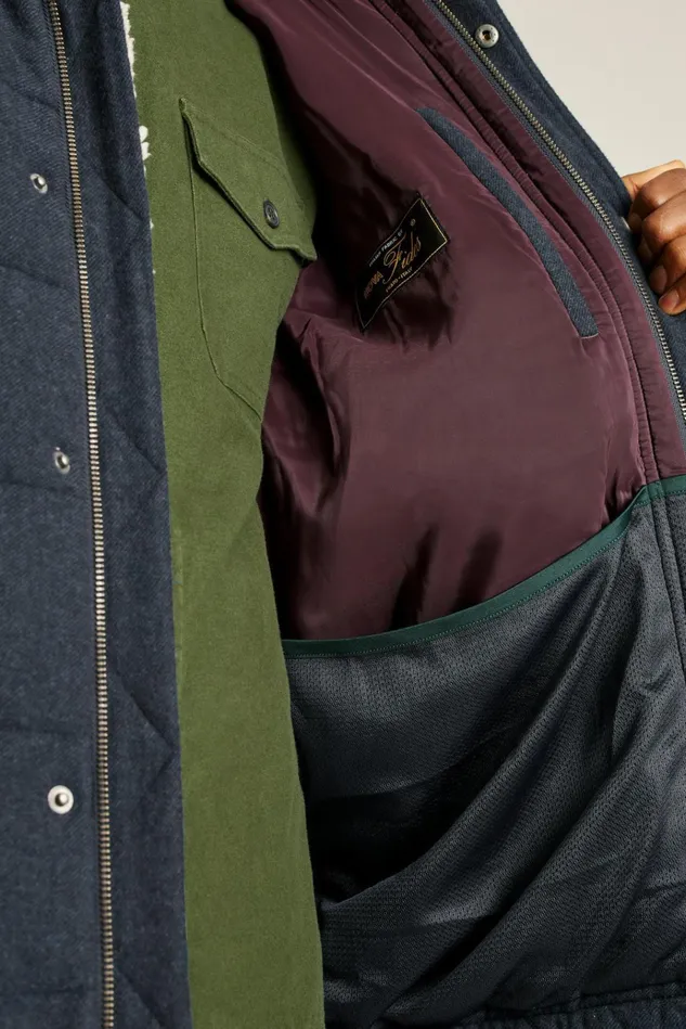 Men Jackets and Coats Bonobos Italian Wool Puffer Jacket Navy