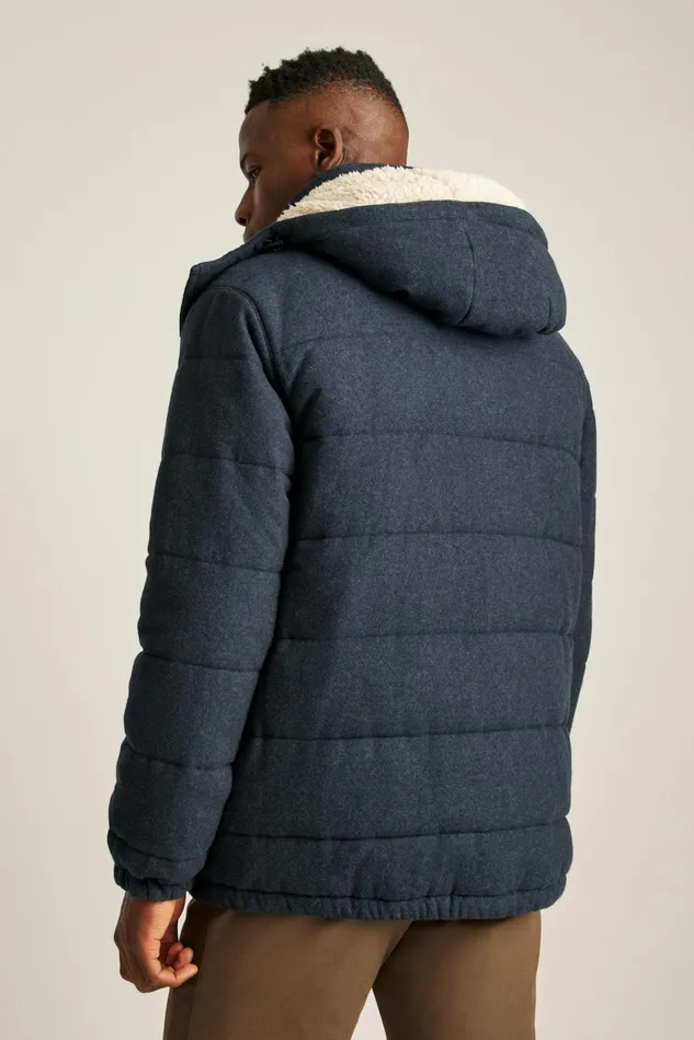 Men Jackets and Coats Bonobos Italian Wool Puffer Jacket Navy