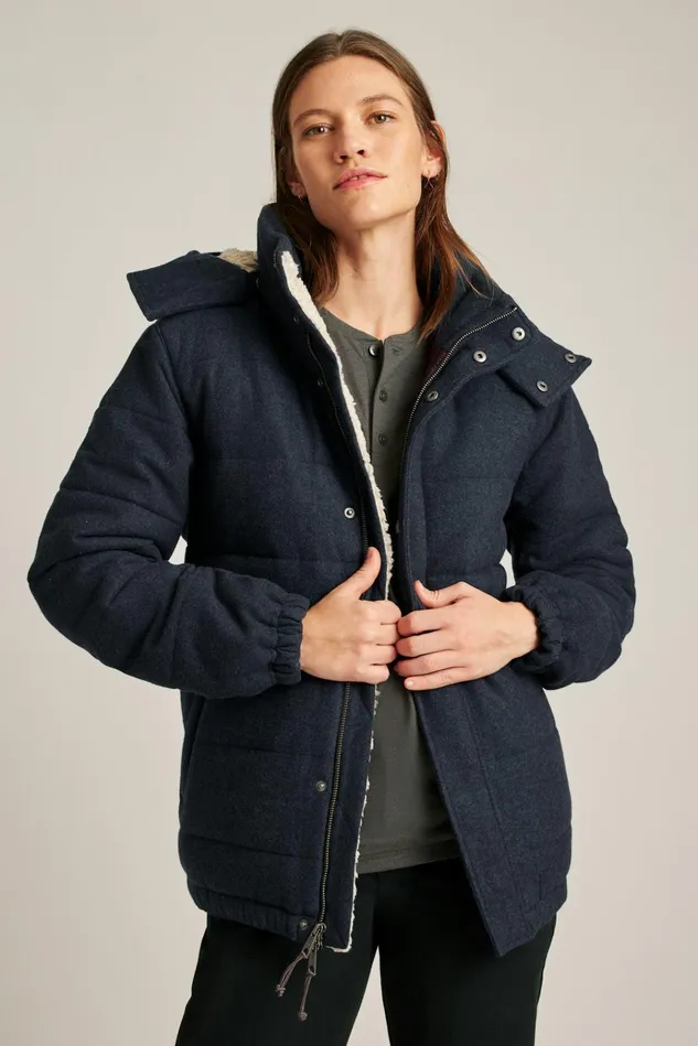 Men Jackets and Coats Bonobos Italian Wool Puffer Jacket Navy