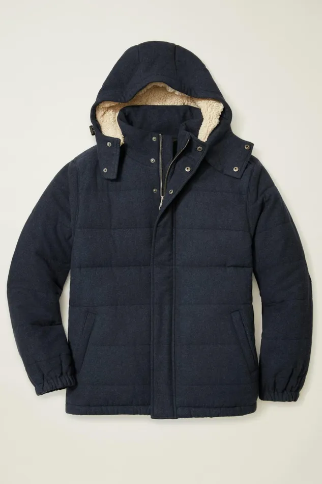 Men Jackets and Coats Bonobos Italian Wool Puffer Jacket Navy