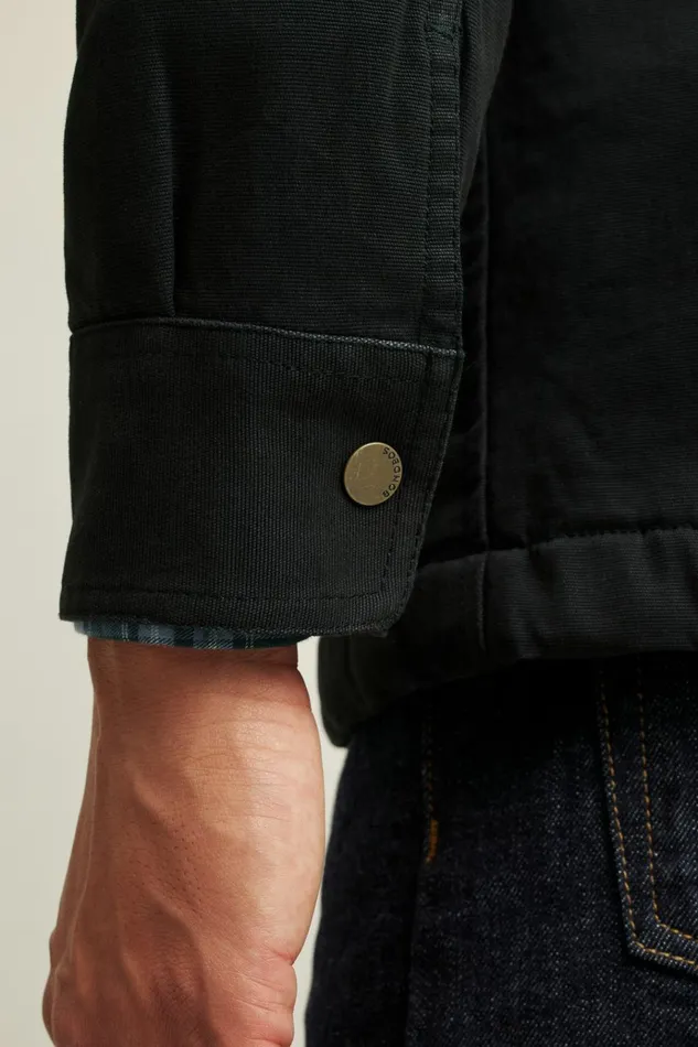 Men Jackets and Coats Bonobos Teddy Fleece Lined Canvas Jacket Black