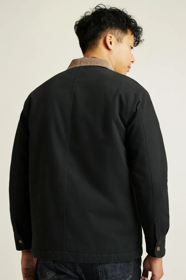 Men Jackets and Coats Bonobos Teddy Fleece Lined Canvas Jacket Black