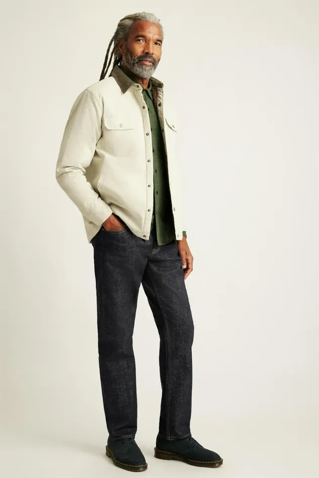 Men Jackets and Coats Bonobos Teddy Fleece Lined Canvas Jacket Oatmilk