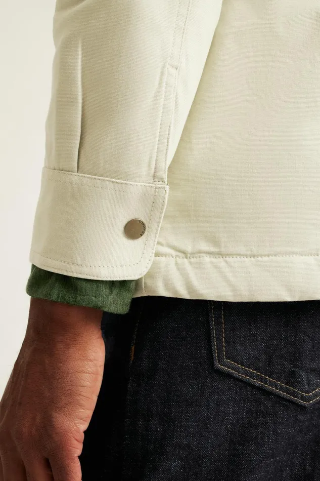 Men Jackets and Coats Bonobos Teddy Fleece Lined Canvas Jacket Oatmilk