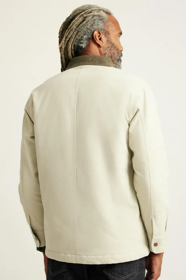Men Jackets and Coats Bonobos Teddy Fleece Lined Canvas Jacket Oatmilk