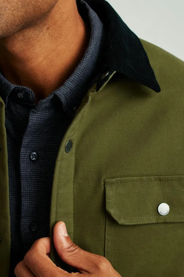 Men Jackets and Coats Bonobos Teddy Fleece Lined Canvas Jacket Winter Moss