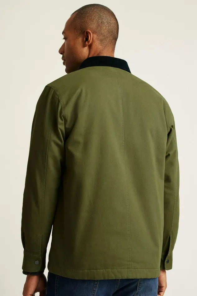 Men Jackets and Coats Bonobos Teddy Fleece Lined Canvas Jacket Winter Moss