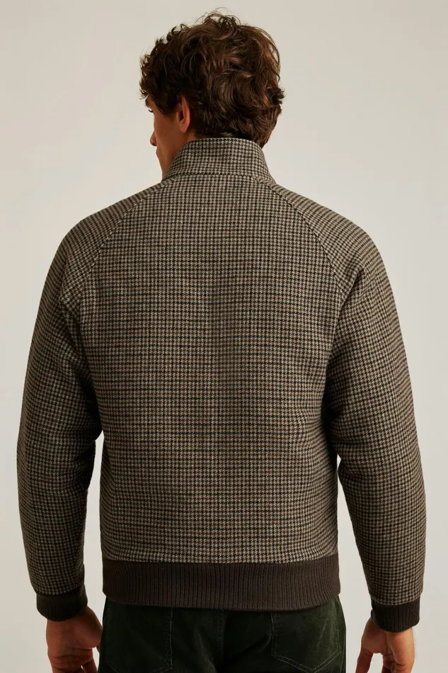 Men Jackets and Coats Bonobos The Italian Wool Harrington Jacket Brown Club Check