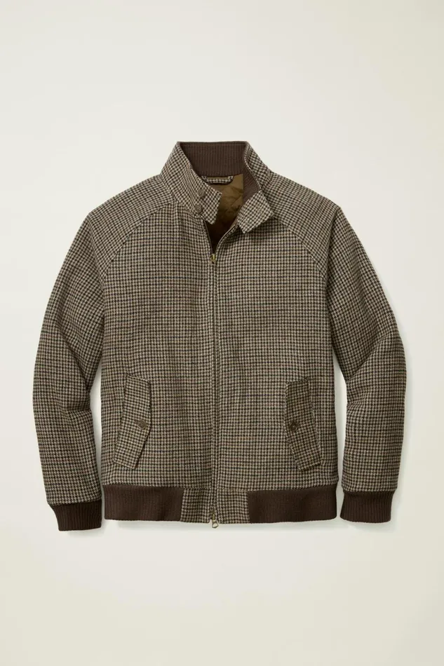 Men Jackets and Coats Bonobos The Italian Wool Harrington Jacket Brown Club Check