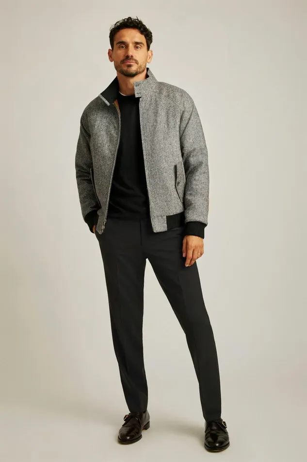 Men Jackets and Coats Bonobos The Italian Wool Harrington Jacket Charcoal Donegal Tweed Men Jackets and Coats Bonobos The Italian Wool Harrington Jacket Charcoal Donegal Tweed