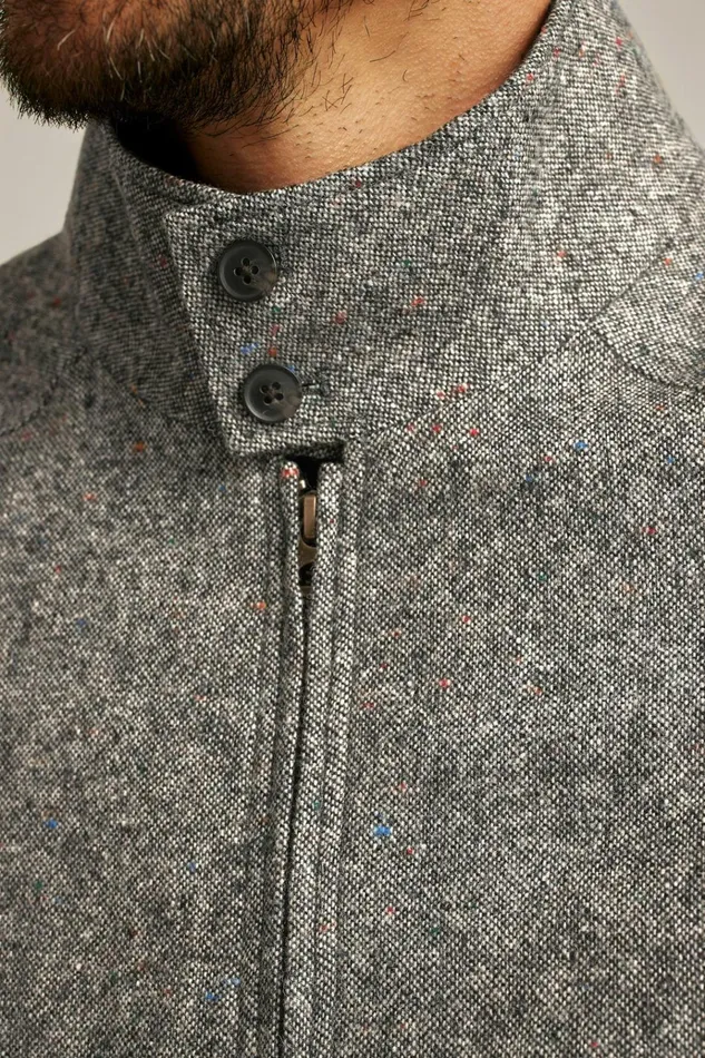 Men Jackets and Coats Bonobos The Italian Wool Harrington Jacket Charcoal Donegal Tweed