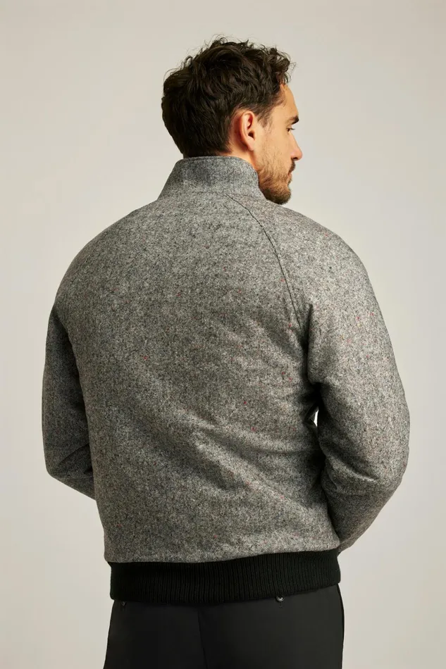 Men Jackets and Coats Bonobos The Italian Wool Harrington Jacket Charcoal Donegal Tweed