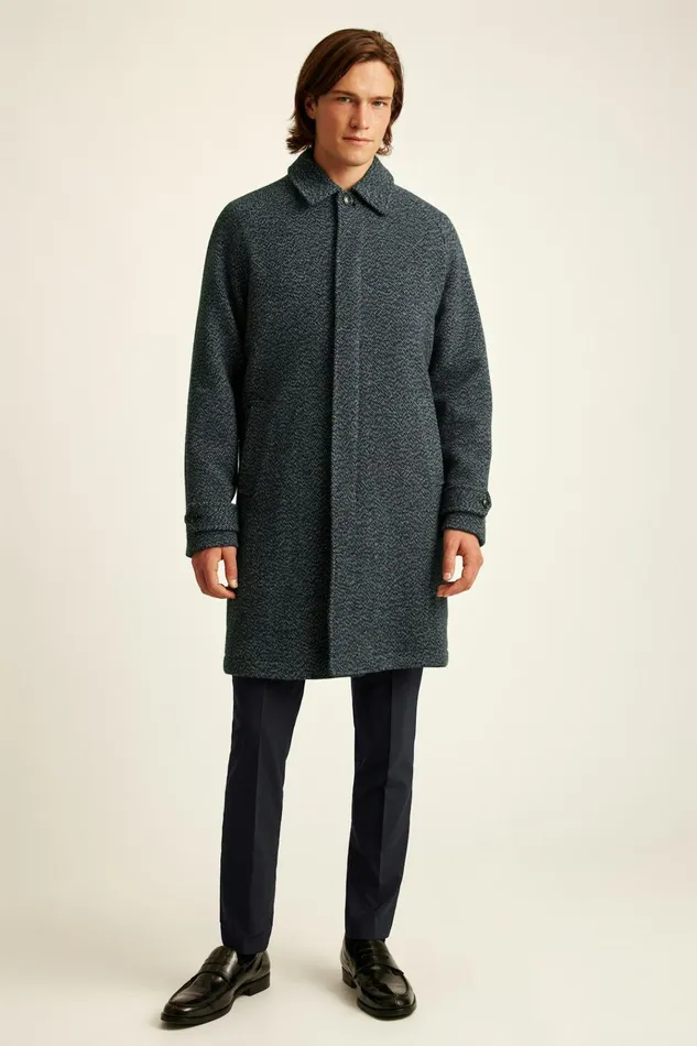 Men Jackets and Coats Bonobos The Italian Wool Overcoat Navy Donegal