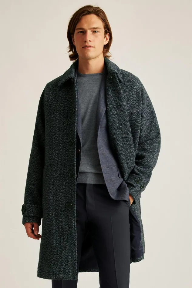 Men Jackets and Coats Bonobos The Italian Wool Overcoat Navy Donegal