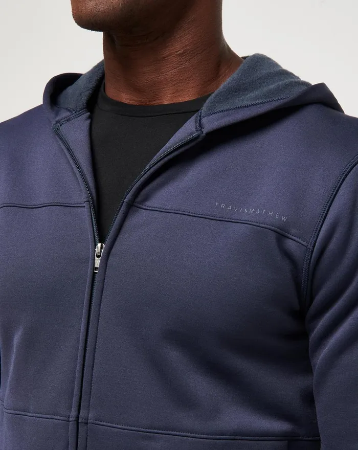 Men Jackets TravisMathew CITY POLAR FLEECE HOODIE Blue Nights