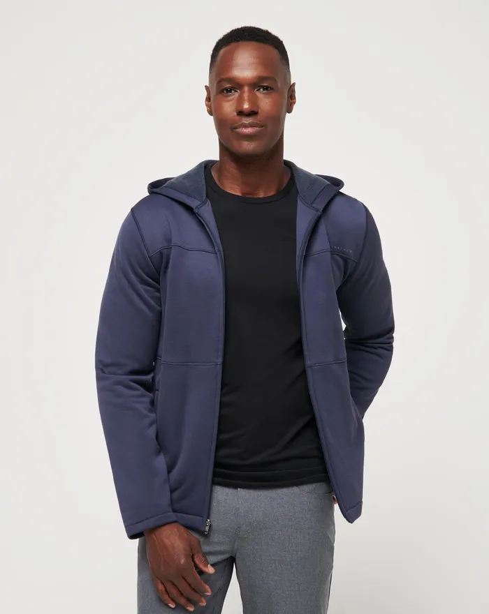 Men Jackets TravisMathew CITY POLAR FLEECE HOODIE Blue Nights