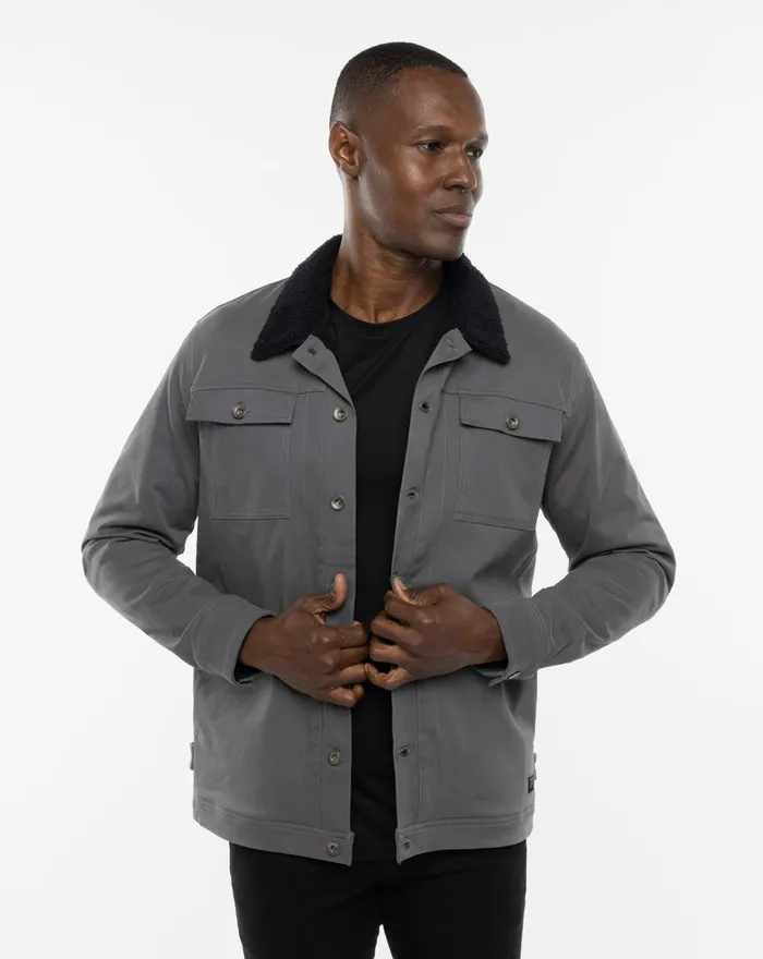 Men Jackets TravisMathew CLOUD DENIM SHERPA JACKET Grey Pinstripe