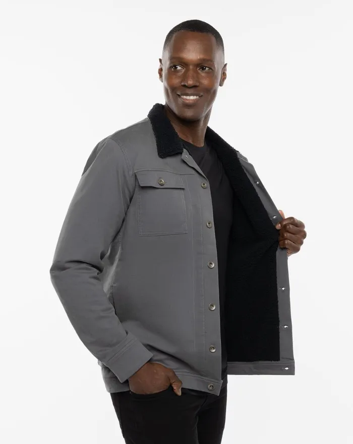 Men Jackets TravisMathew CLOUD DENIM SHERPA JACKET Grey Pinstripe