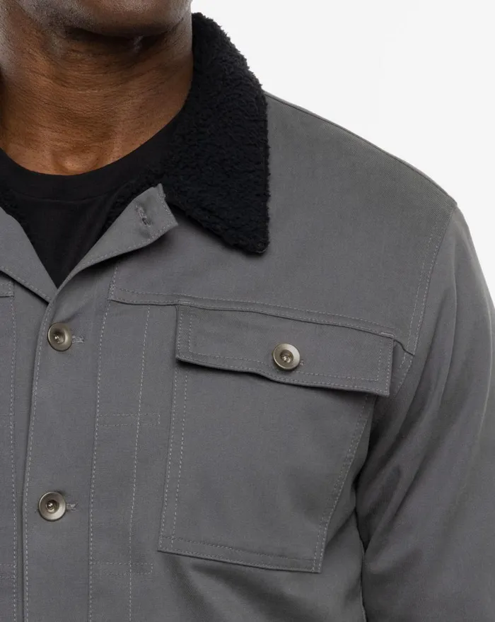 Men Jackets TravisMathew CLOUD DENIM SHERPA JACKET Grey Pinstripe